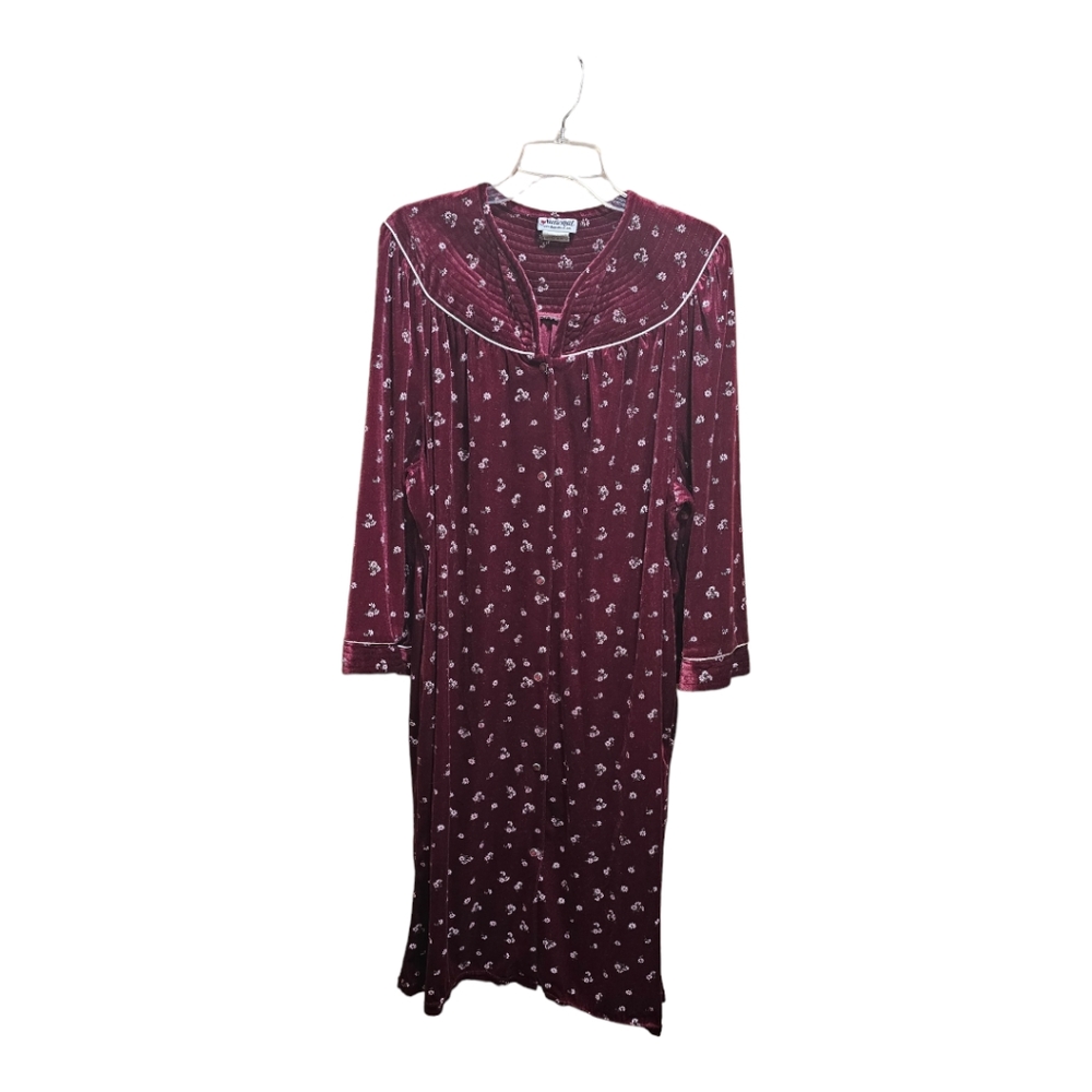National Housecoats pearl snap up size 2x burgundy color vintage